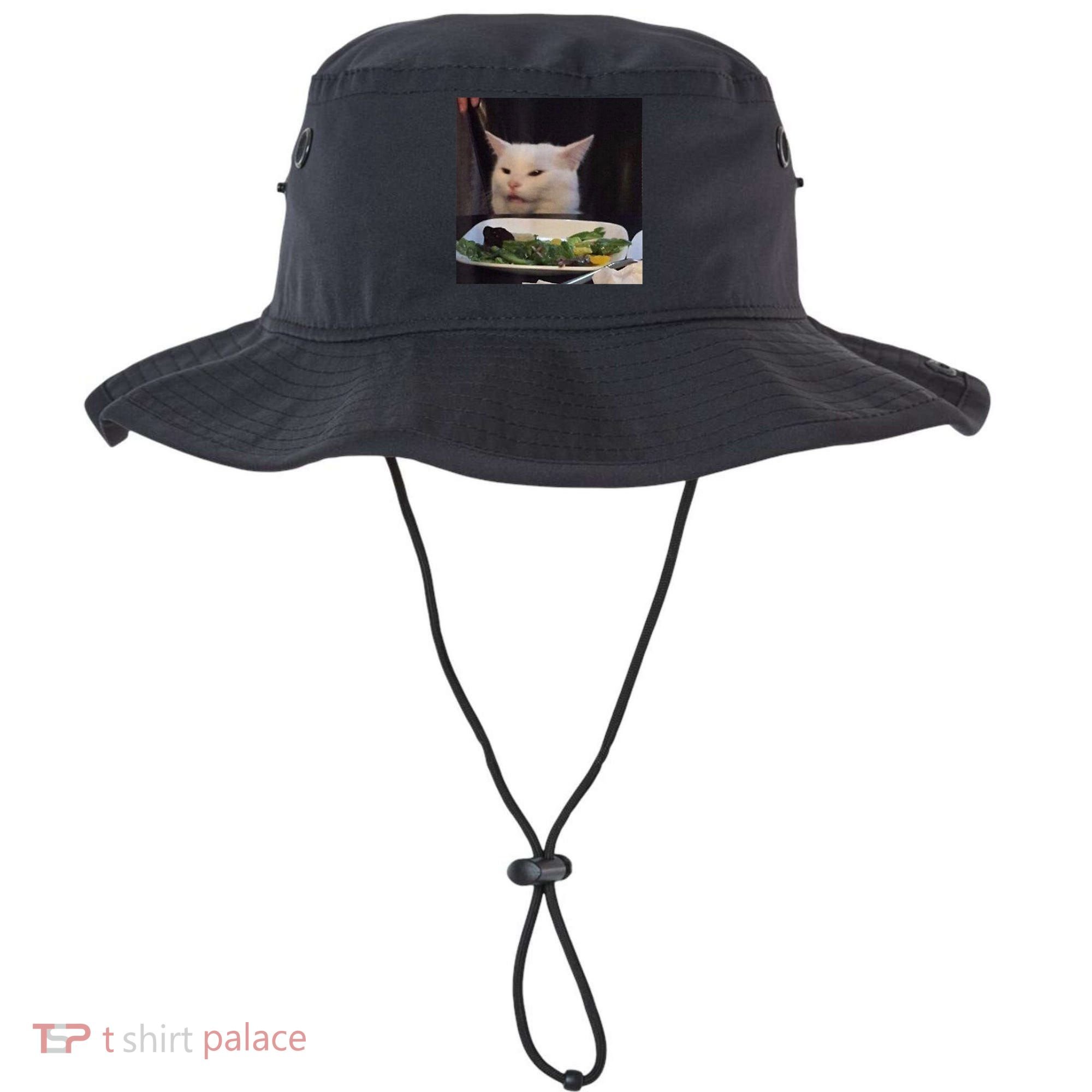 Dinner Table Cat Meme Funny Internet Yelling Confused Gift TShirt Bucket Hat