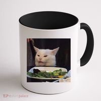 Dinner Table Cat Meme Funny Internet Yelling Confused Gift TShirt Coffee Mug thumb 1