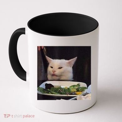 Dinner Table Cat Meme Funny Internet Yelling Confused Gift TShirt Coffee Mug