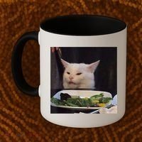 Dinner Table Cat Meme Funny Internet Yelling Confused Gift TShirt Coffee Mug thumb 2