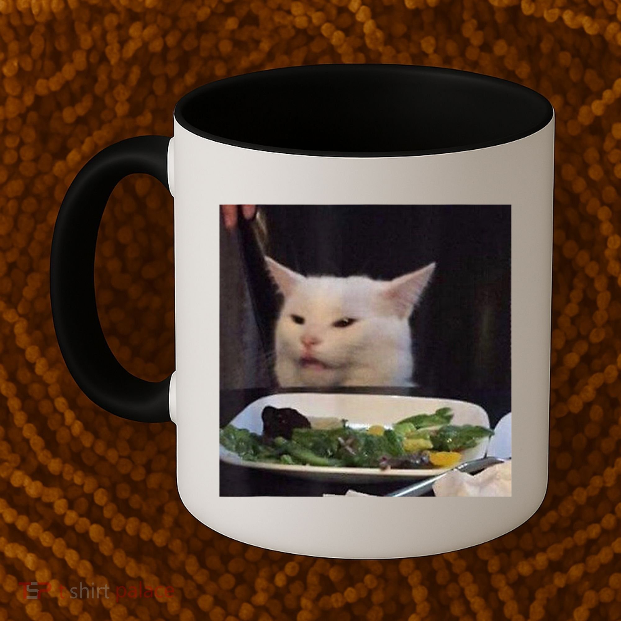 Dinner Table Cat Meme Funny Internet Yelling Confused Gift TShirt Coffee Mug