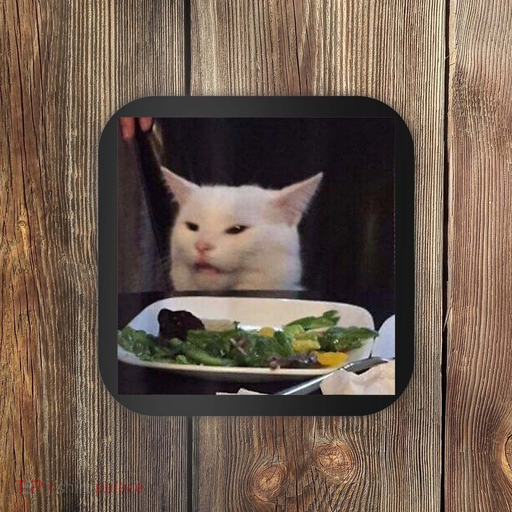 Dinner Table Cat Meme Funny Internet Yelling Confused Gift TShirt Coaster