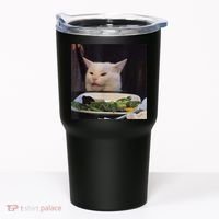Dinner Table Cat Meme Funny Internet Yelling Confused Gift TShirt Tumbler thumb 0