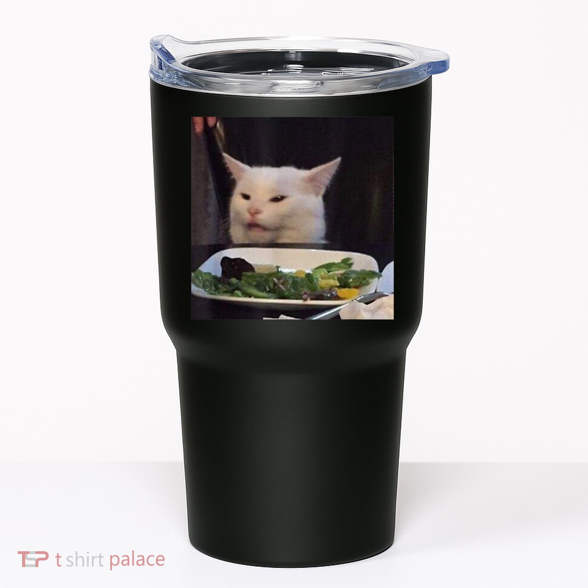 Dinner Table Cat Meme Funny Internet Yelling Confused Gift TShirt Tumbler