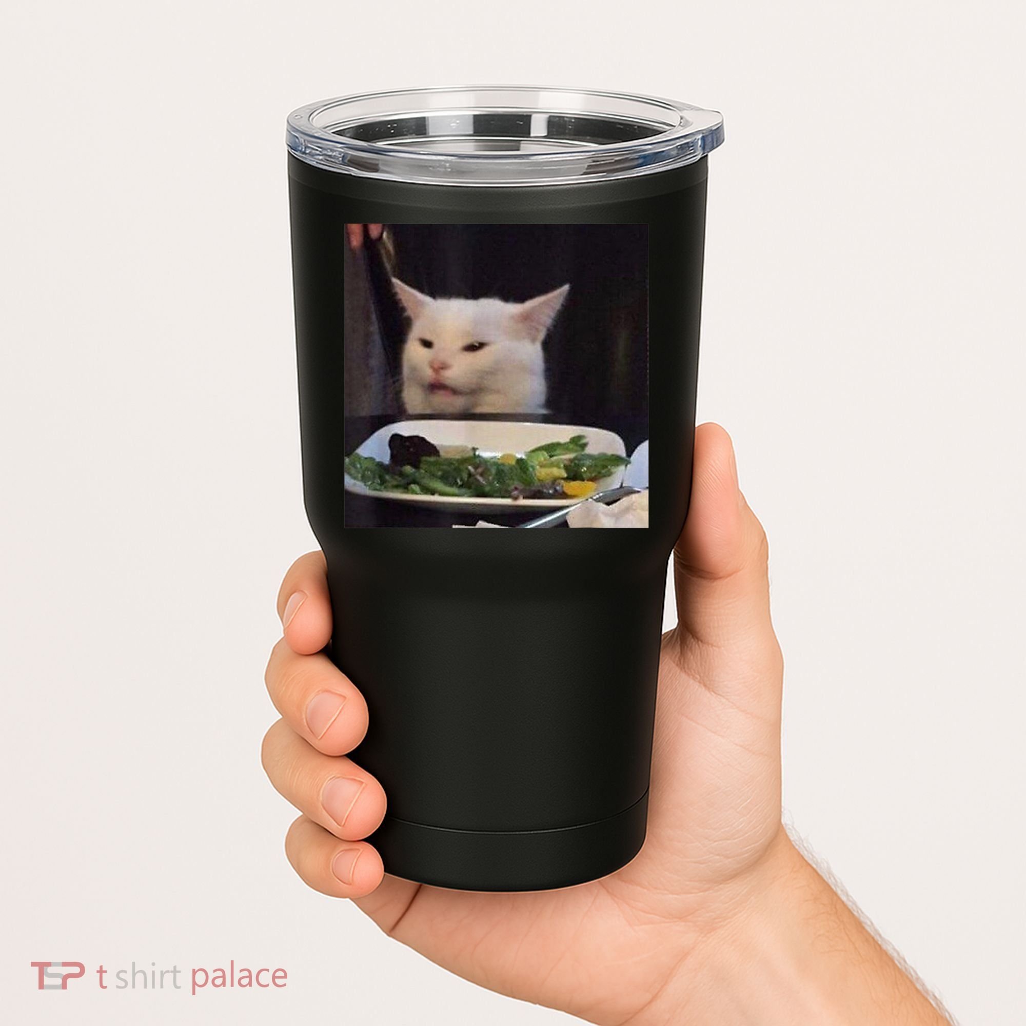 Dinner Table Cat Meme Funny Internet Yelling Confused Gift TShirt Tumbler