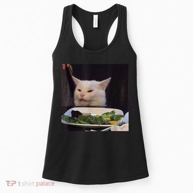 Dinner Table Cat Meme Funny Internet Yelling Confused Gift TShirt Women's Tank Top