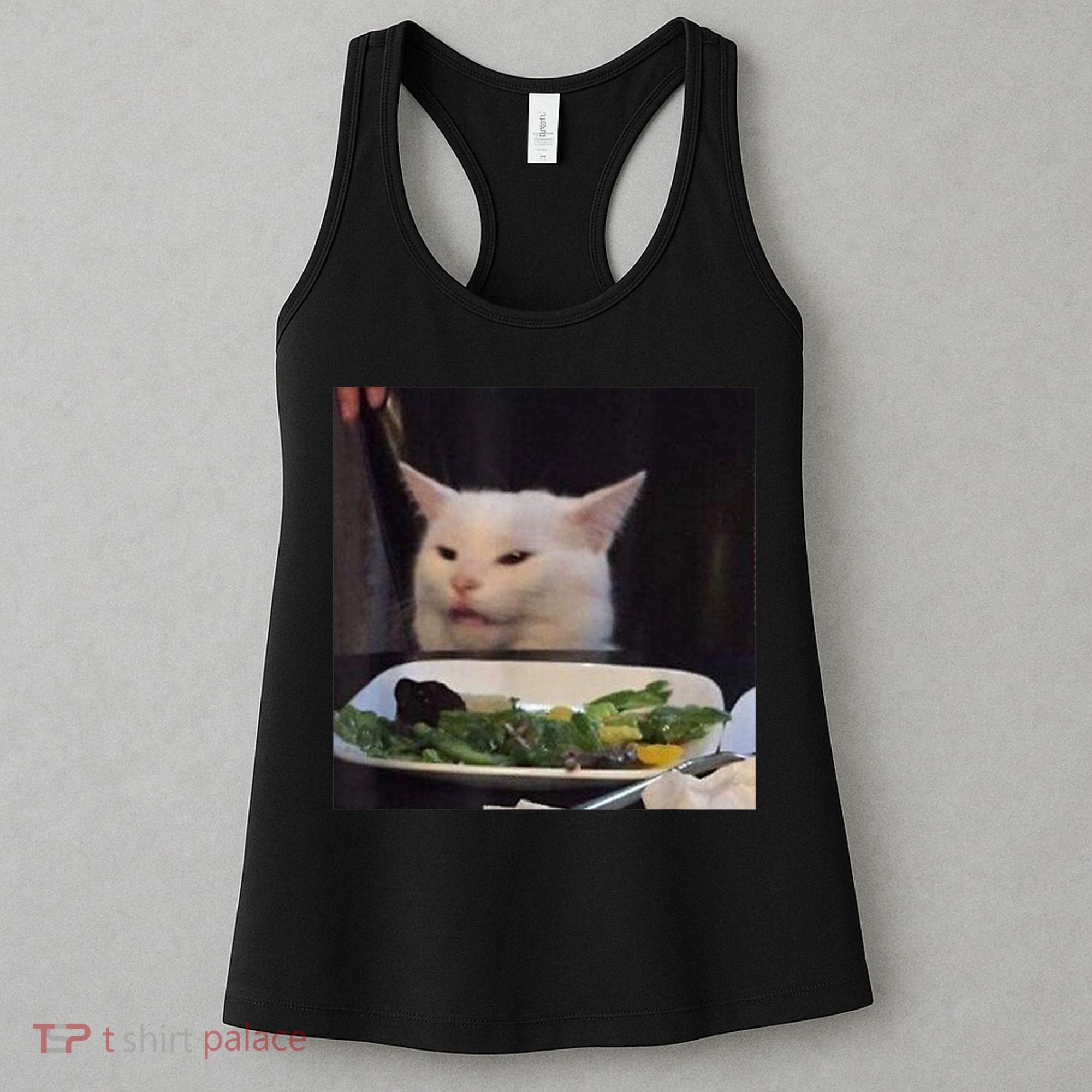 Dinner Table Cat Meme Funny Internet Yelling Confused Gift TShirt Women's Tank Top