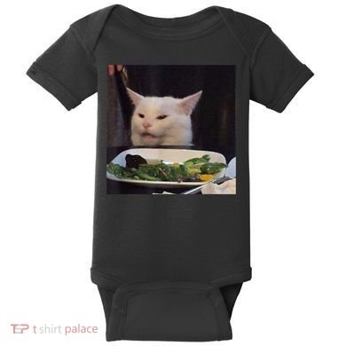 Dinner Table Cat Meme Funny Internet Yelling Confused Gift TShirt Baby Bodysuit