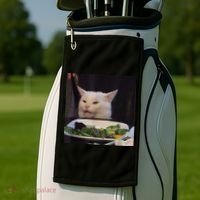 Dinner Table Cat Meme Funny Internet Yelling Confused Gift TShirt Golf Towel thumb 2