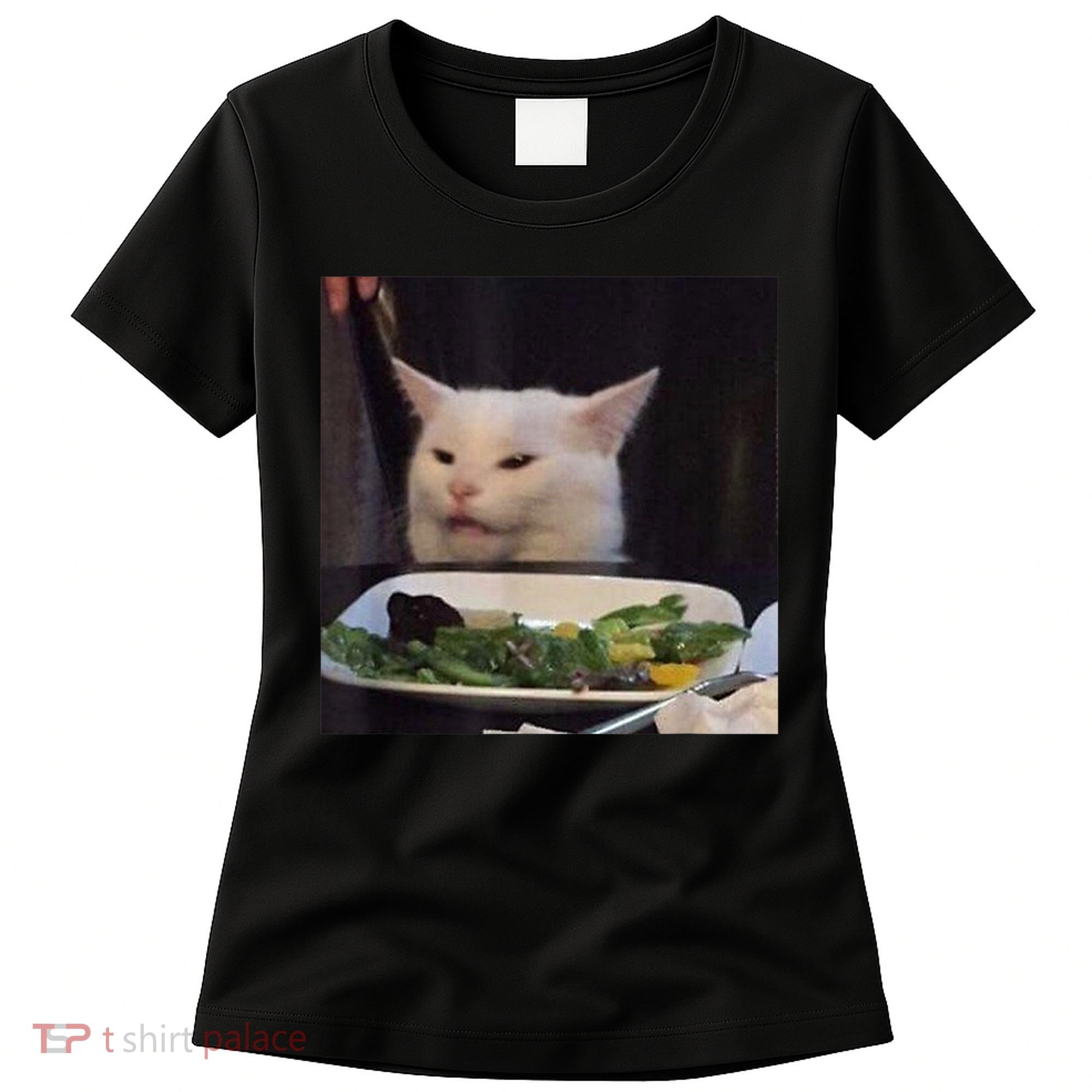 Dinner Table Cat Meme Funny Internet Yelling Confused Gift TShirt Women's T-Shirt