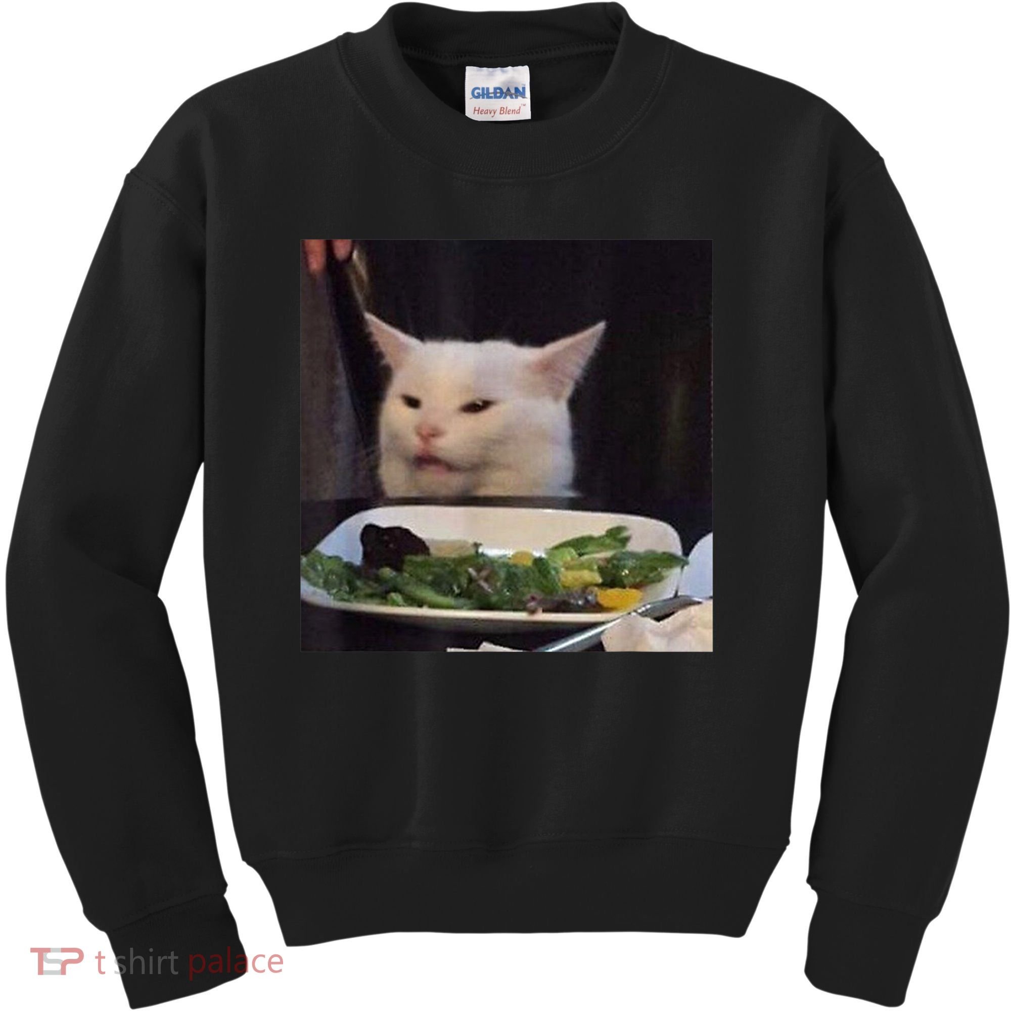 Dinner Table Cat Meme Funny Internet Yelling Confused Gift TShirt Kids Sweatshirt