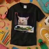 Dinner Table Cat Meme Funny Internet Yelling Confused Gift TShirt Kids T-Shirt thumb 3