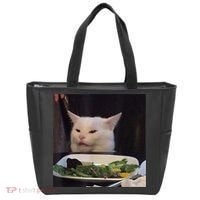 Dinner Table Cat Meme Funny Internet Yelling Confused Gift TShirt Tote Bag thumb 0