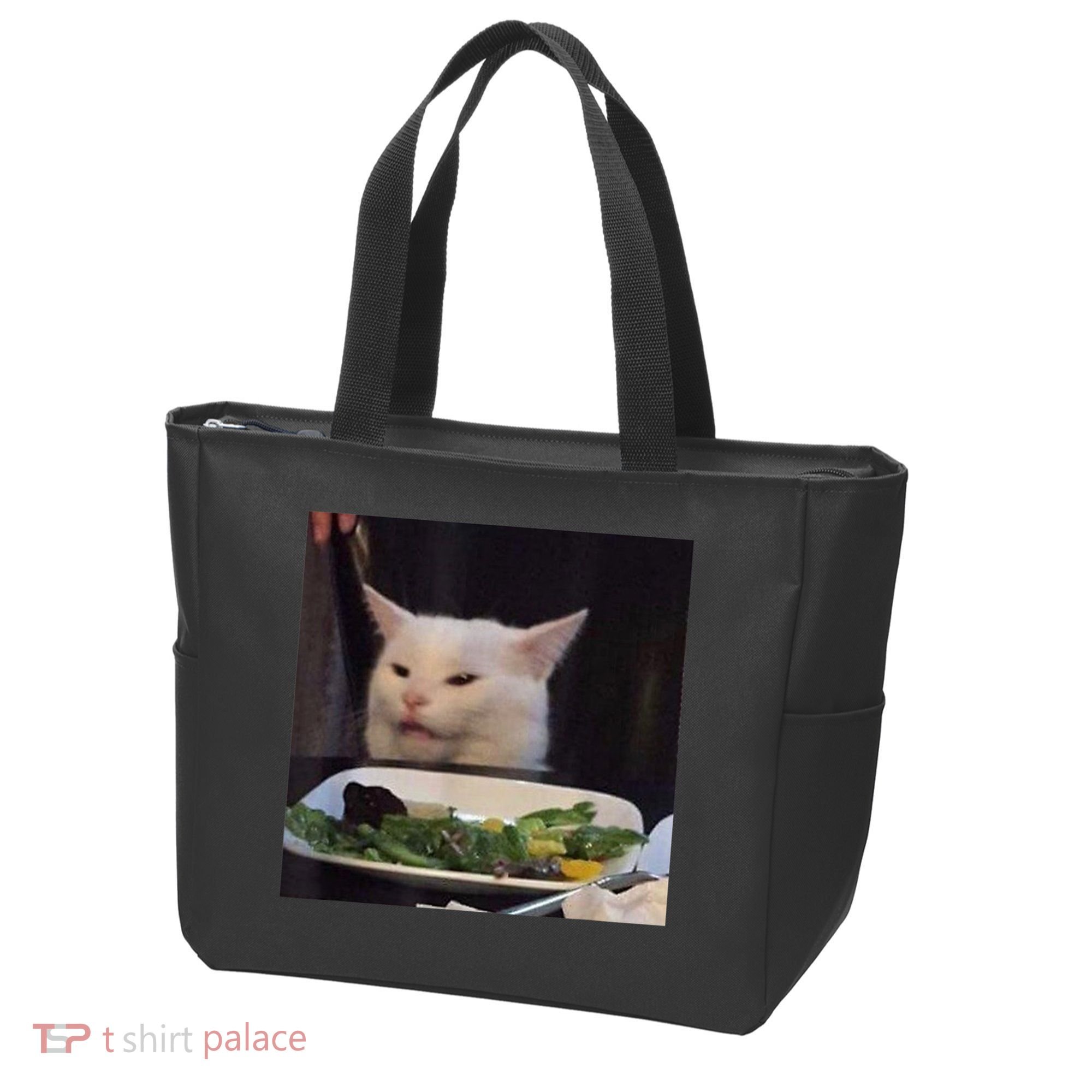 Dinner Table Cat Meme Funny Internet Yelling Confused Gift TShirt Tote Bag