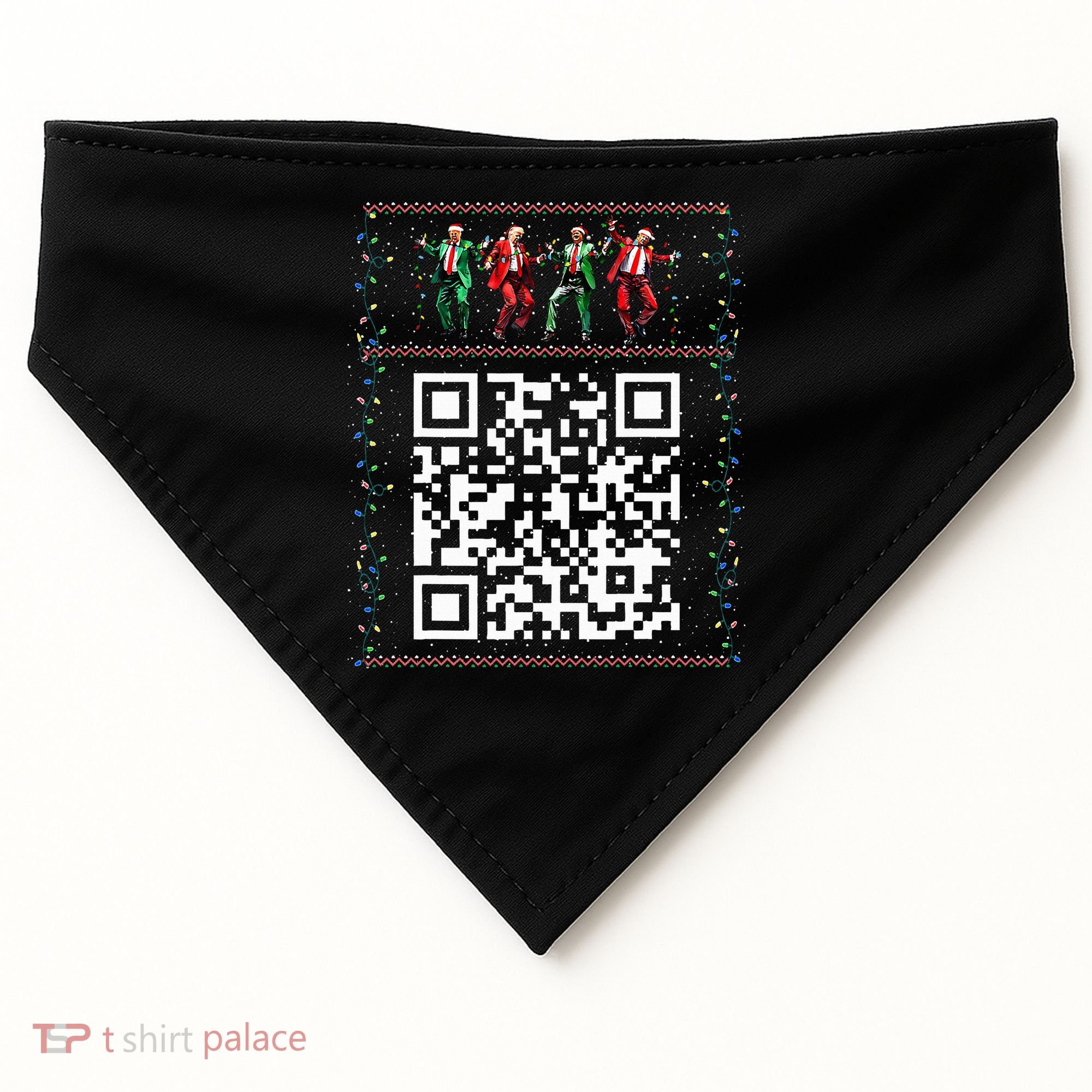 Dancing Trump Christmas Qr President 2024 Dance Code USA-Made Doggie Bandana