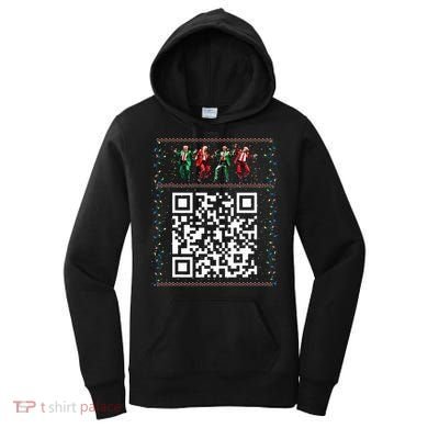 Dancing Trump Christmas Qr President 2024 Dance Code Women's Hoodie