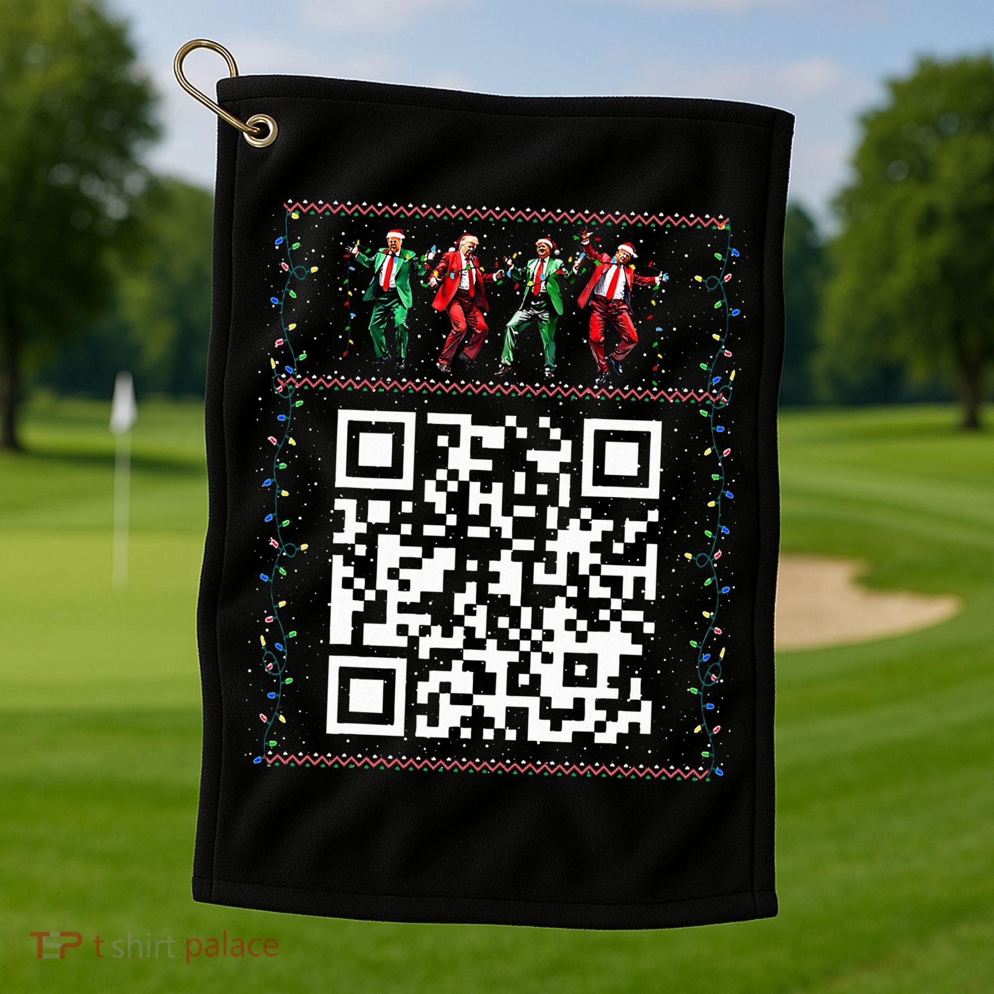 Dancing Trump Christmas Qr President 2024 Dance Code Golf Towel