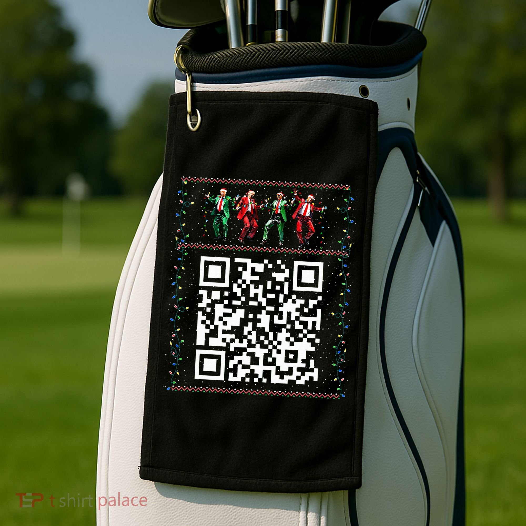 Dancing Trump Christmas Qr President 2024 Dance Code Golf Towel