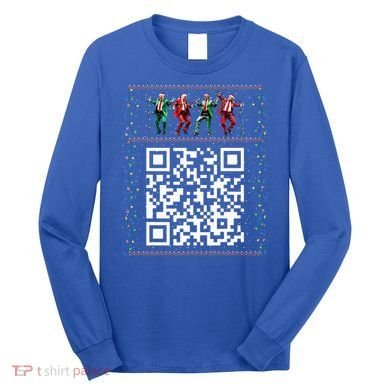 Dancing Trump Christmas Qr President 2024 Dance Code Long Sleeve Shirt