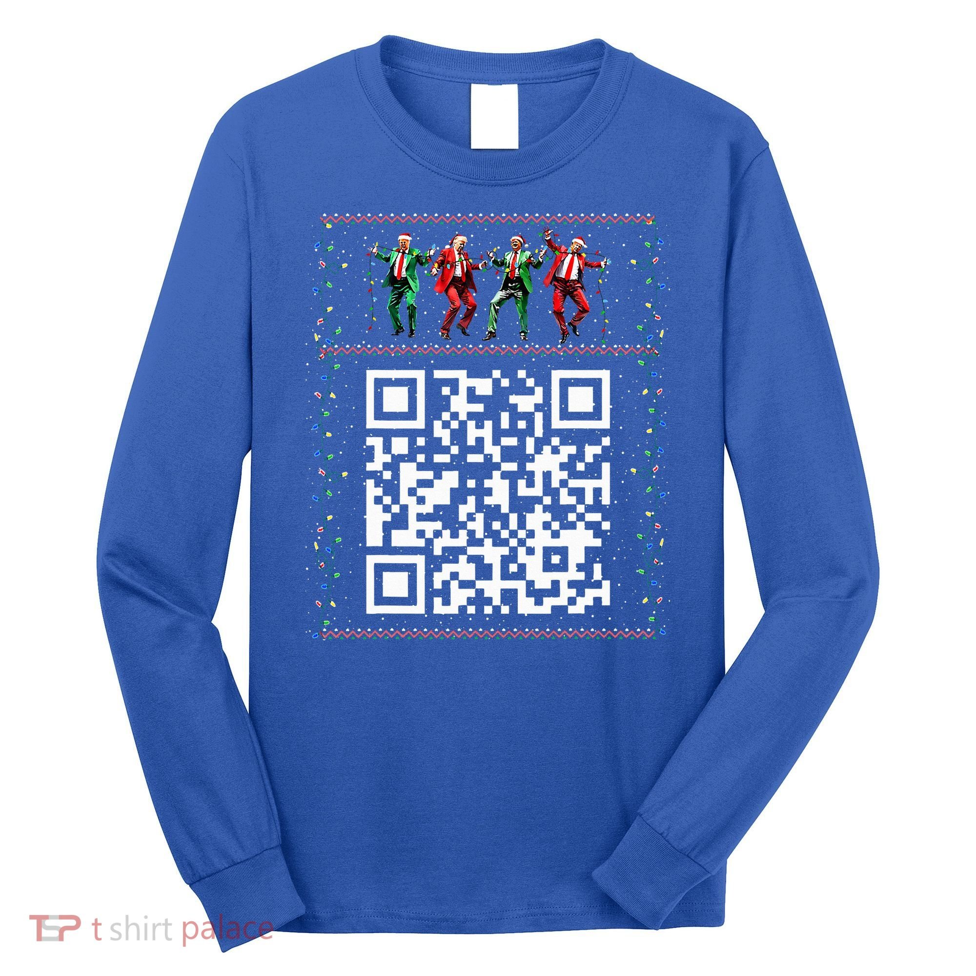 Dancing Trump Christmas Qr President 2024 Dance Code Long Sleeve Shirt