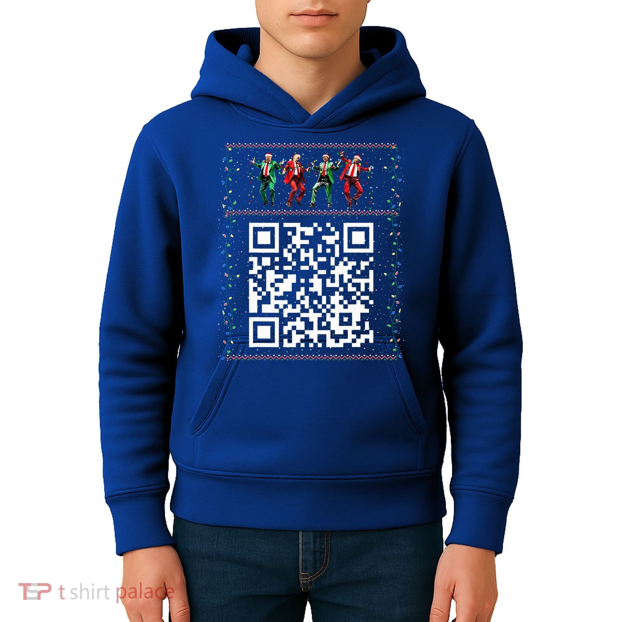 Dancing Trump Christmas Qr President 2024 Dance Code Kids Hoodie