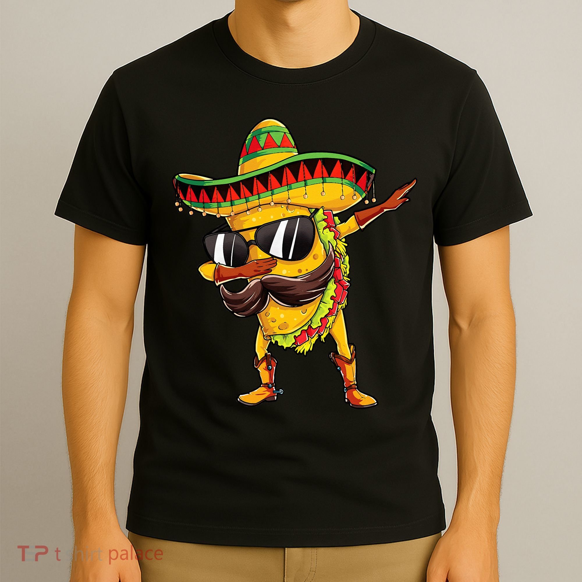 Dabbing Taco Cinco De Mayo Men Mexican Food Sombrero T-Shirt