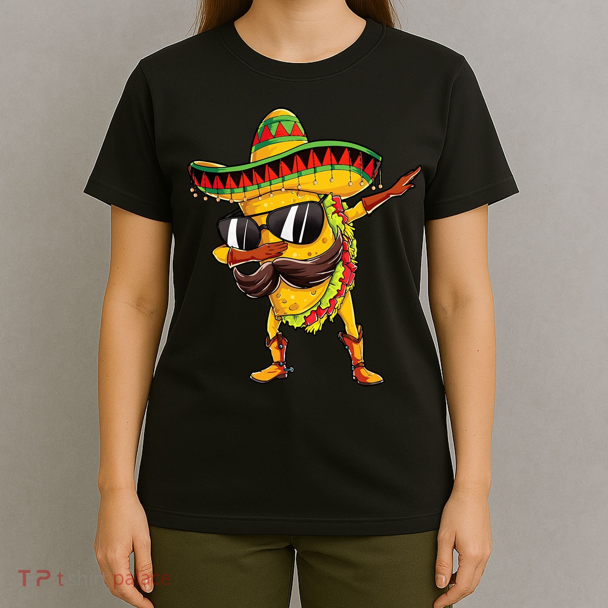 Dabbing Taco Cinco De Mayo Men Mexican Food Sombrero T-Shirt