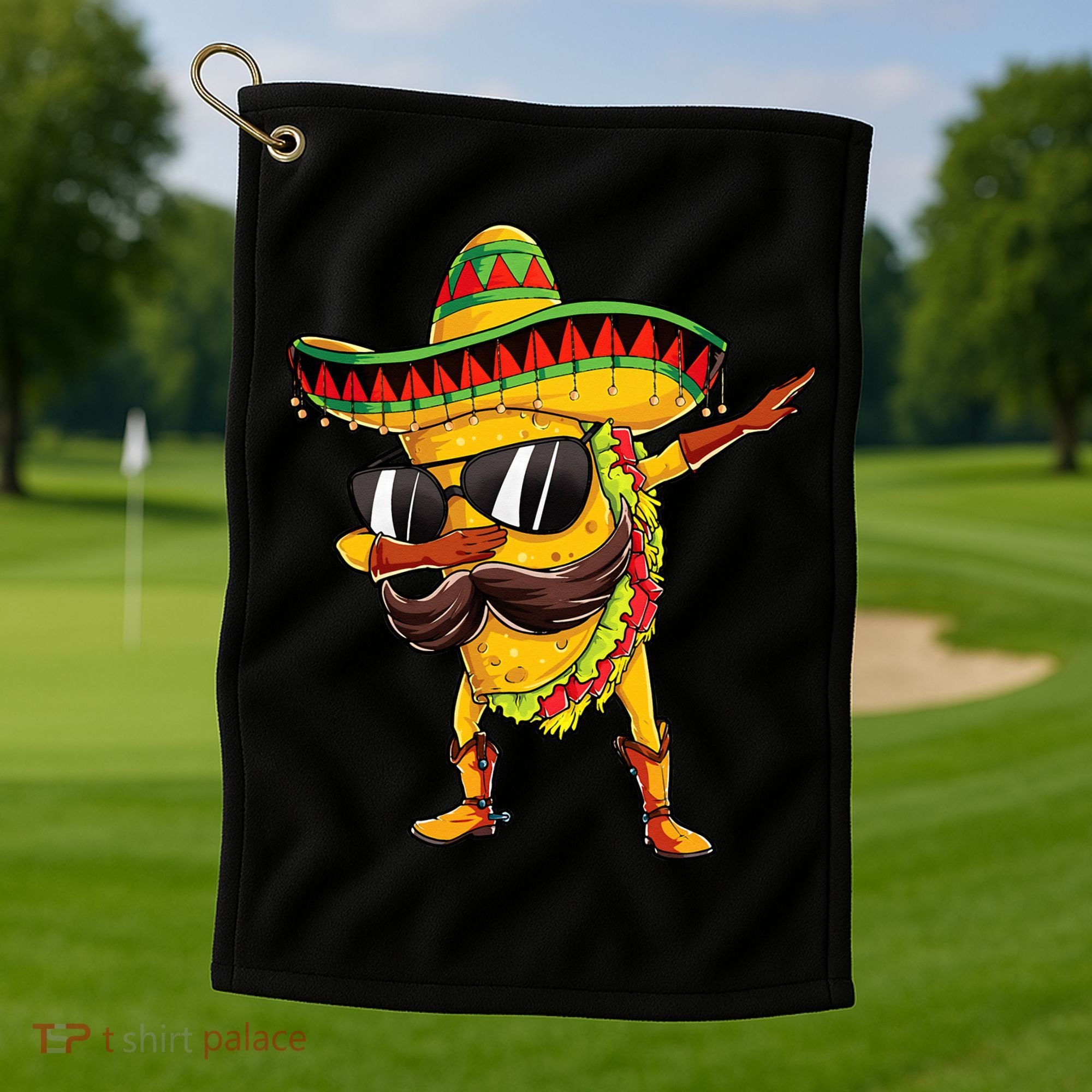 Dabbing Taco Cinco De Mayo Men Mexican Food Sombrero Golf Towel