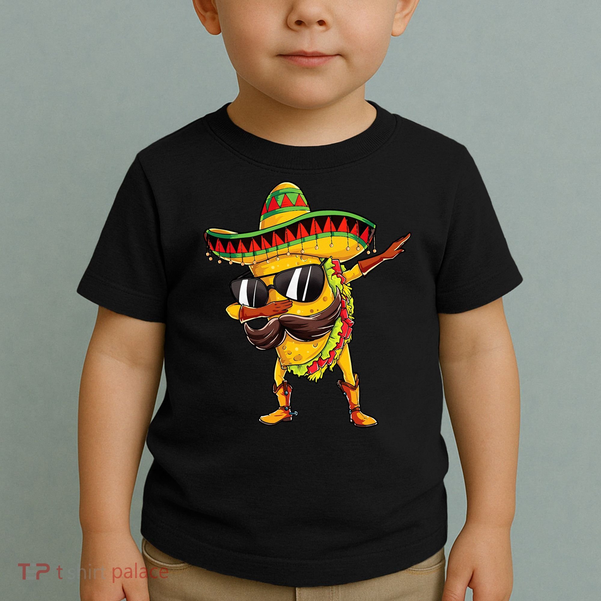 Dabbing Taco Cinco De Mayo Men Mexican Food Sombrero Toddler T-Shirt