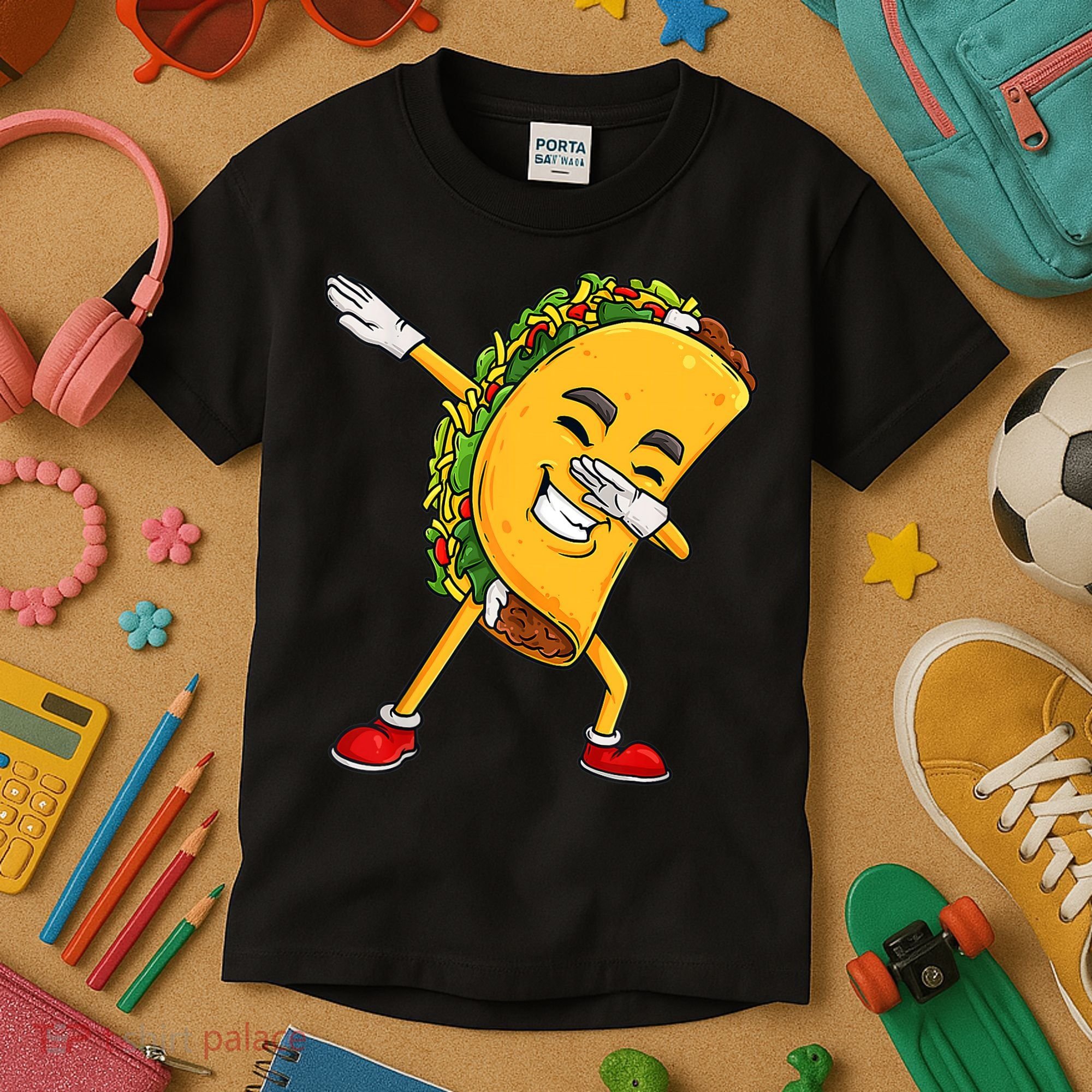 Dabbing Taco Cinco De Mayo Funny Boy Mexican Food Dab Kids T-Shirt