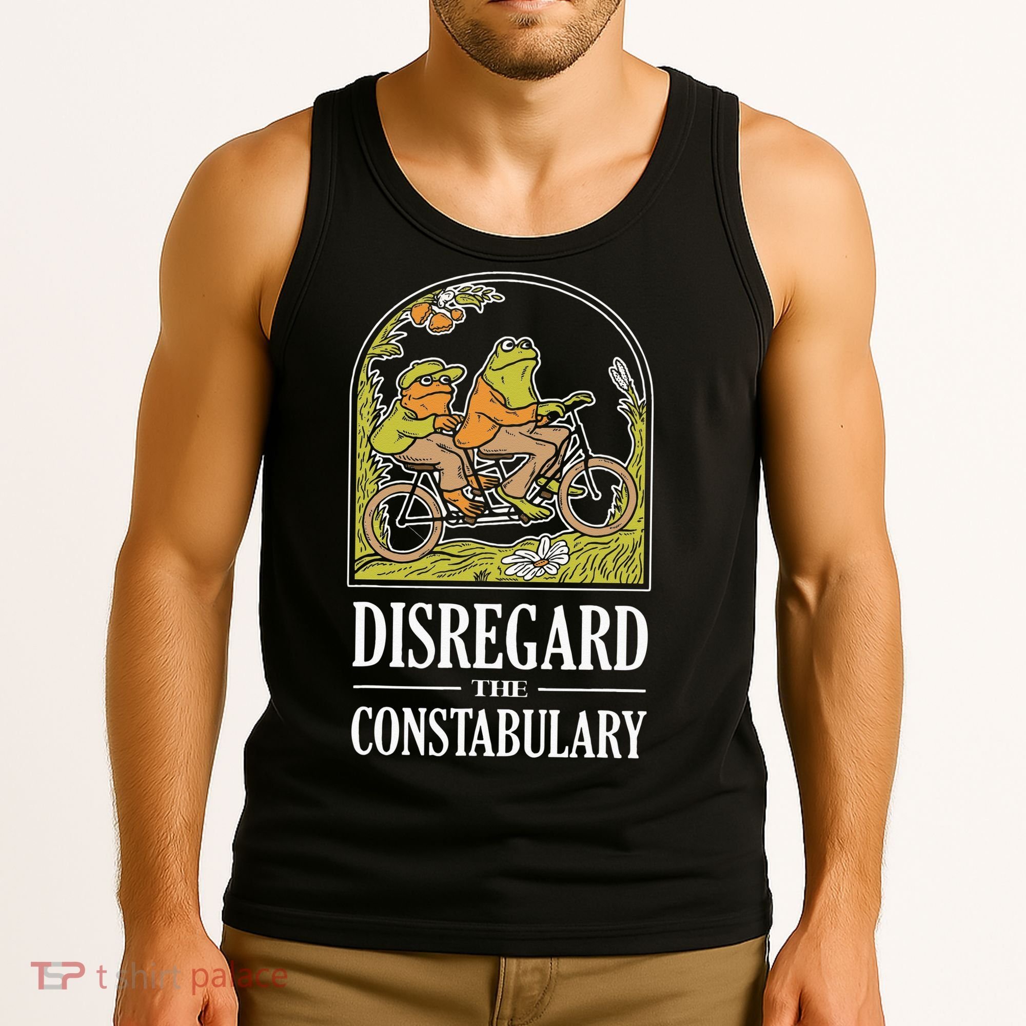 Disregard The Constabulary Graphic Funny Frog Meme Police Tank Top