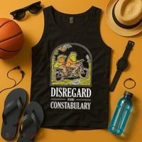 Disregard The Constabulary Graphic Funny Frog Meme Police Tank Top thumb 4