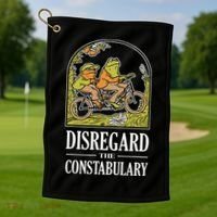 Disregard The Constabulary Graphic Funny Frog Meme Police Golf Towel thumb 1