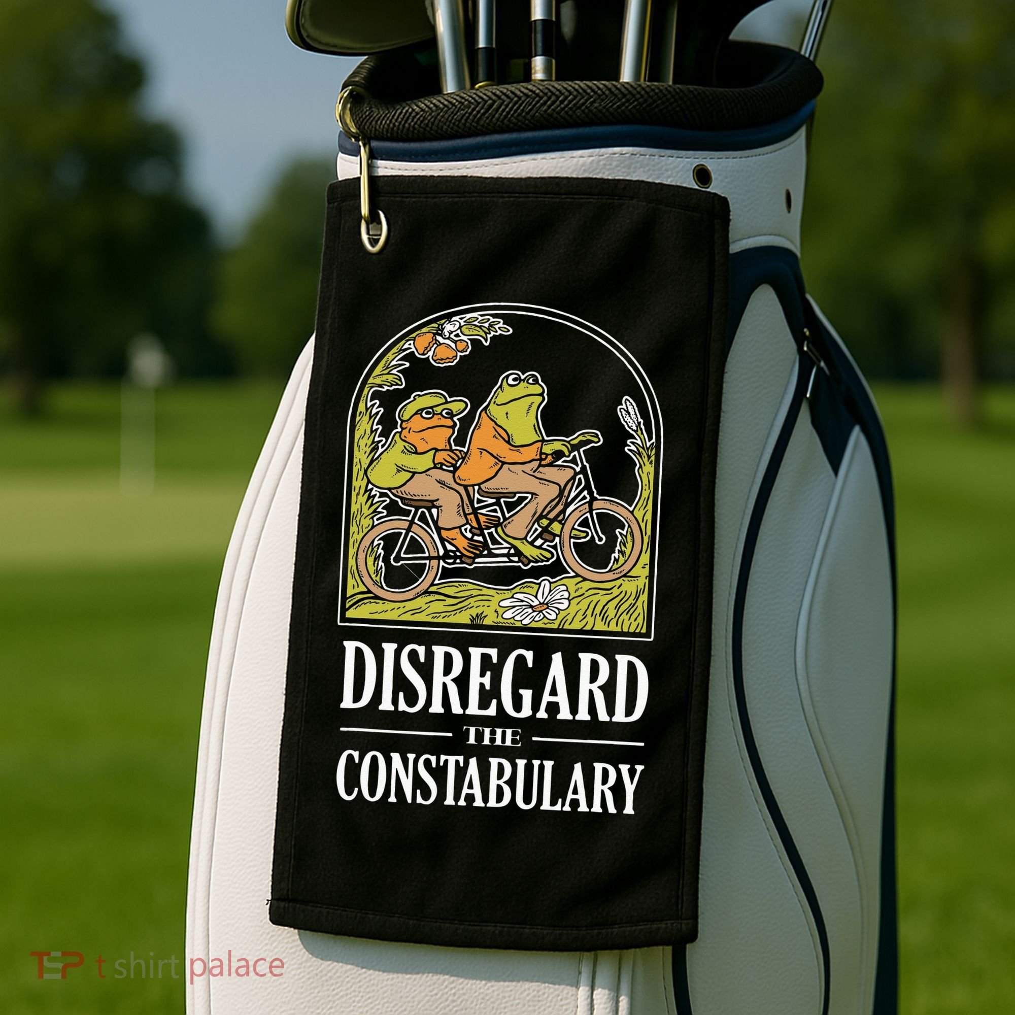 Disregard The Constabulary Graphic Funny Frog Meme Police Golf Towel