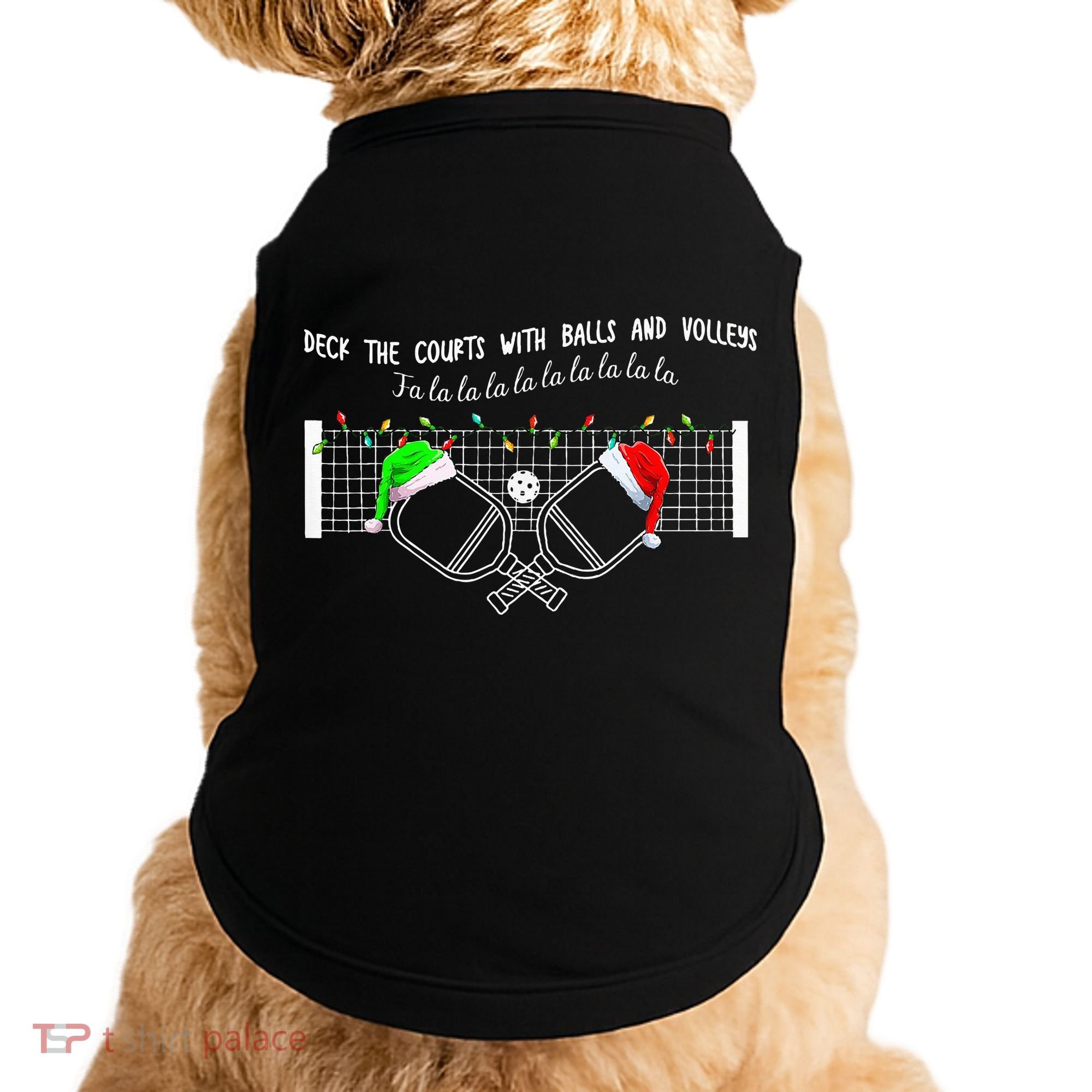 Deck The Courts With Balls And Volleys Christmas Pickleball  Doggie Tank