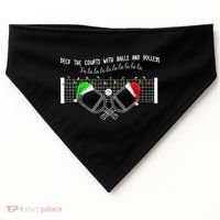Deck The Courts With Balls And Volleys Christmas Pickleball  USA-Made Doggie Bandana thumb 0