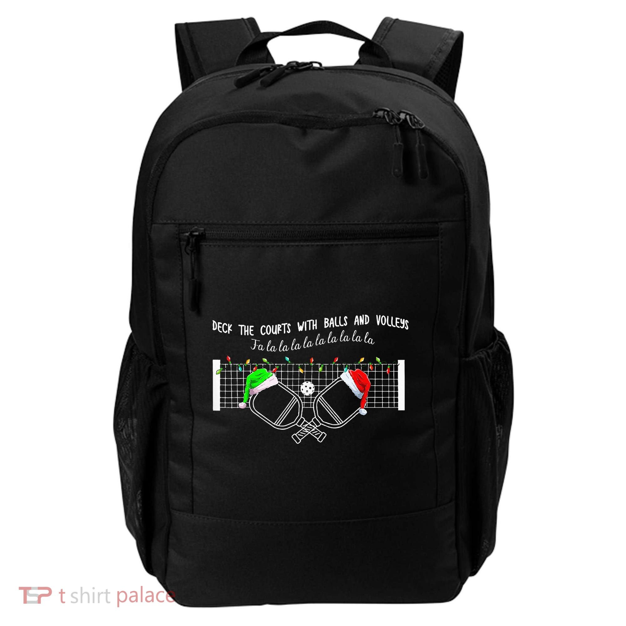 Deck The Courts With Balls And Volleys Christmas Pickleball  Backpack