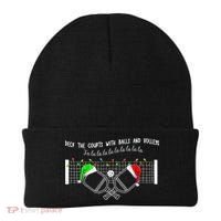 Deck The Courts With Balls And Volleys Christmas Pickleball  Beanie thumb 0
