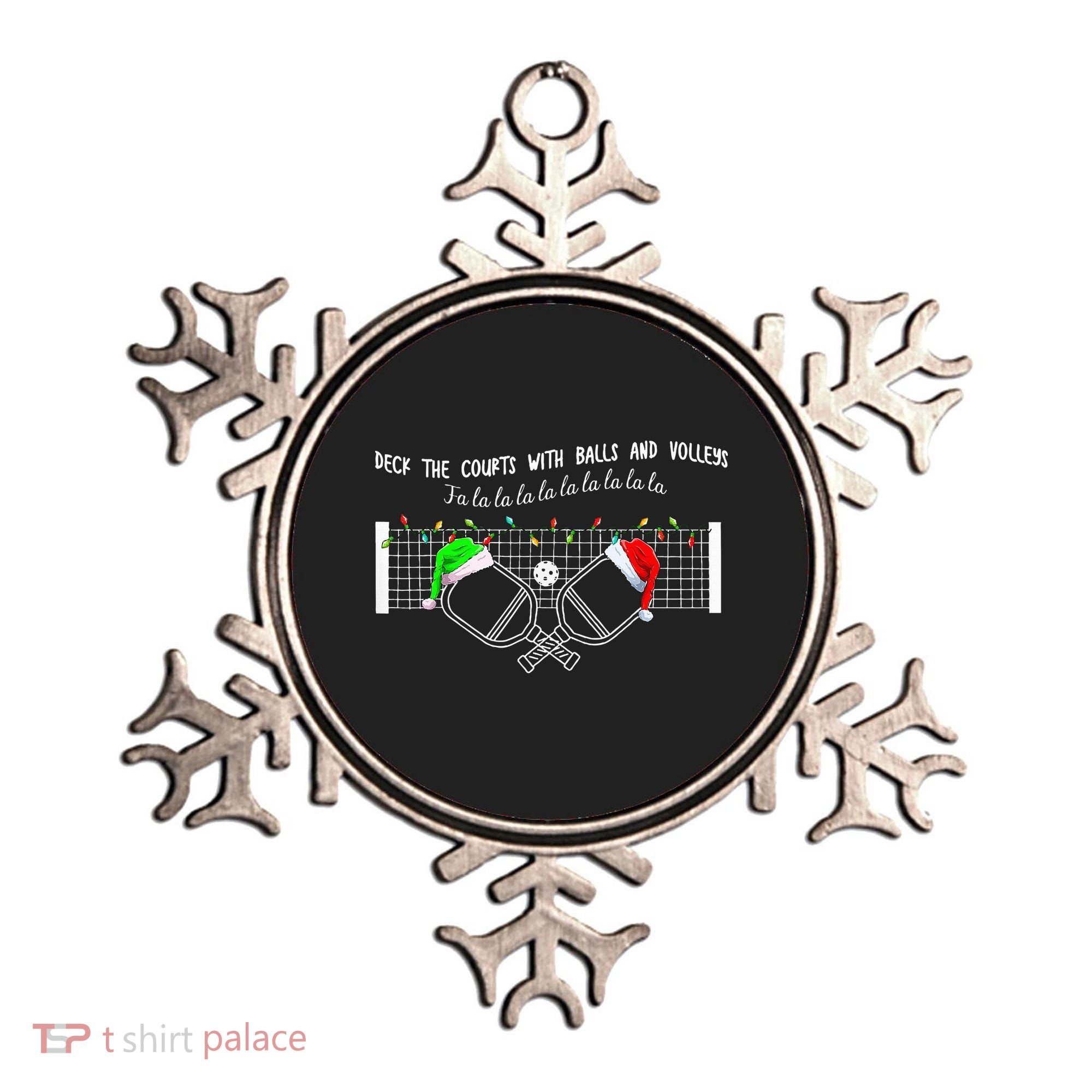 Deck The Courts With Balls And Volleys Christmas Pickleball  Ornament