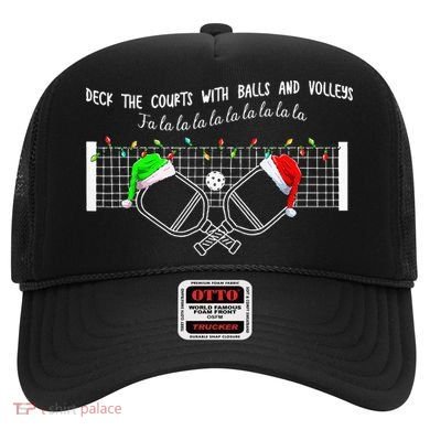 Deck The Courts With Balls And Volleys Christmas Pickleball  Hat