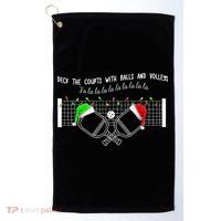 Deck The Courts With Balls And Volleys Christmas Pickleball  Golf Towel thumb 0