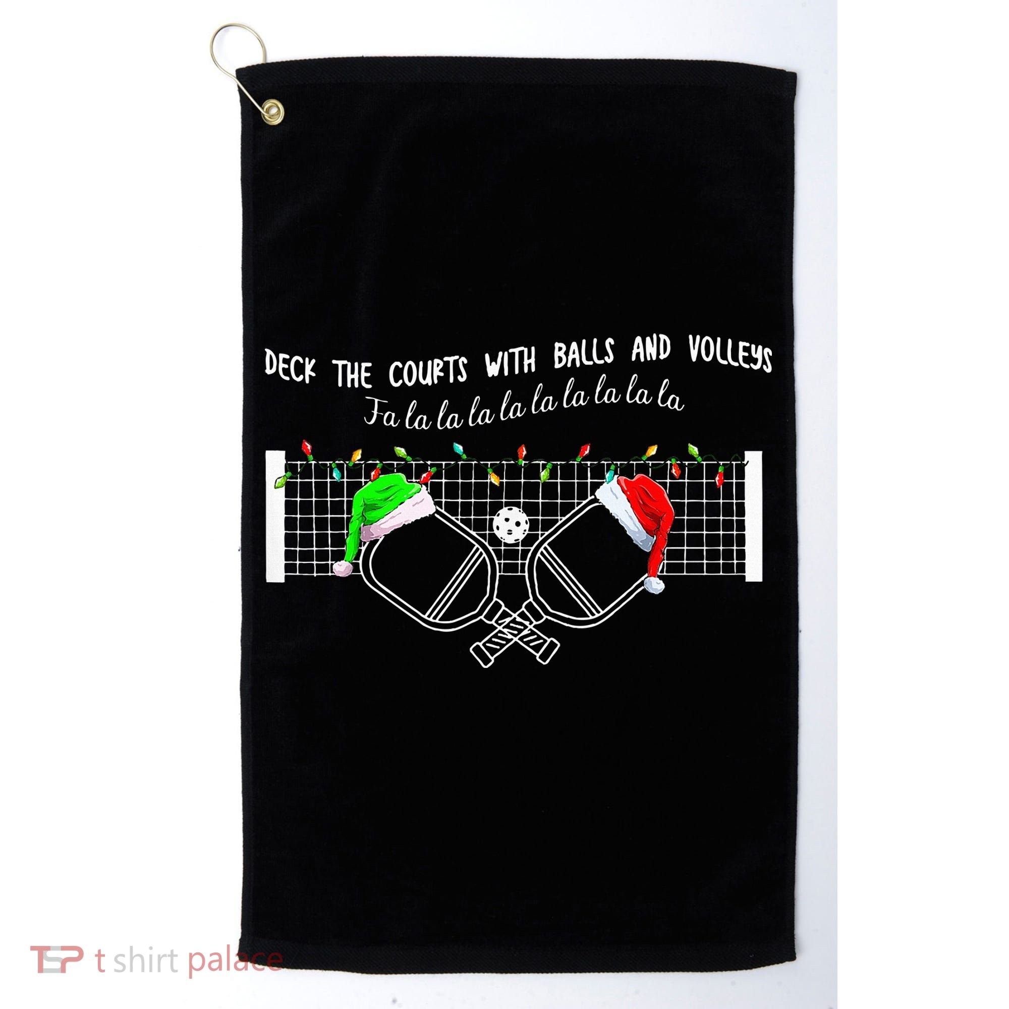 Deck The Courts With Balls And Volleys Christmas Pickleball  Golf Towel