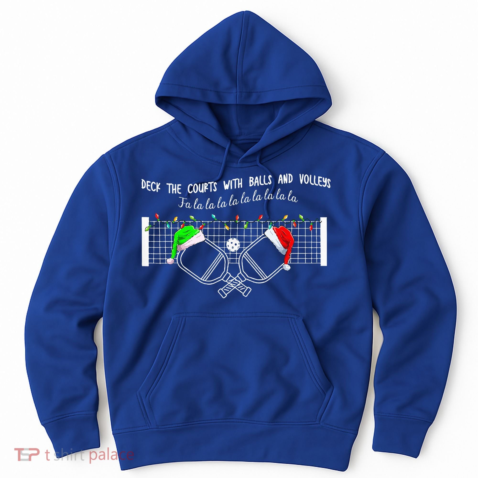 Deck The Courts With Balls And Volleys Christmas Pickleball  Hoodie