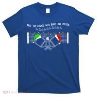Deck The Courts With Balls And Volleys Christmas Pickleball  T-Shirt thumb 0