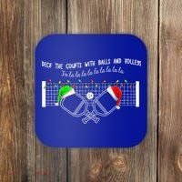 Deck The Courts With Balls And Volleys Christmas Pickleball  Coaster thumb 0