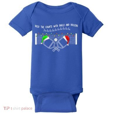 Deck The Courts With Balls And Volleys Christmas Pickleball  Baby Bodysuit