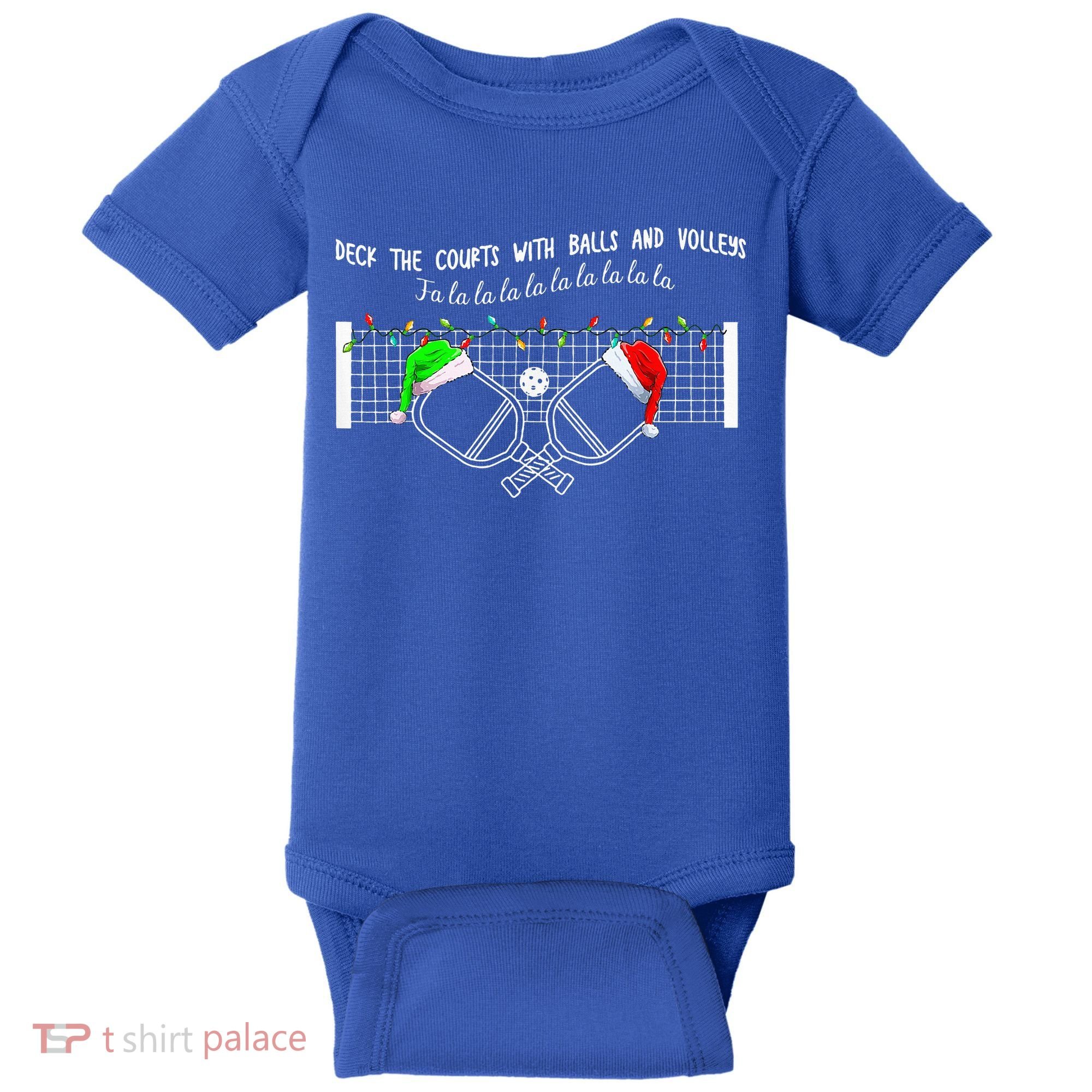 Deck The Courts With Balls And Volleys Christmas Pickleball  Baby Bodysuit