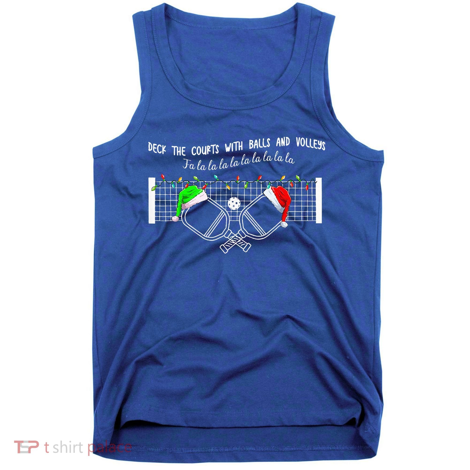 Deck The Courts With Balls And Volleys Christmas Pickleball  Tank Top