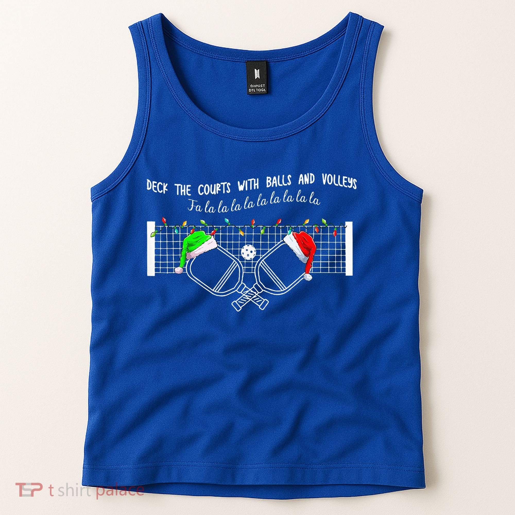 Deck The Courts With Balls And Volleys Christmas Pickleball  Tank Top