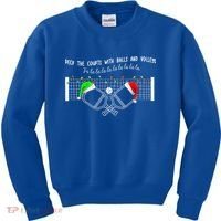 Deck The Courts With Balls And Volleys Christmas Pickleball  Kids Sweatshirt thumb 0